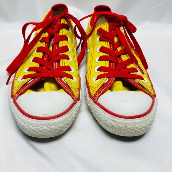 Converse All Star Yellow Red Canvas Low-Top Sneakers Sz Men 5 Women 7 Kamiakin - Picture 6 of 14